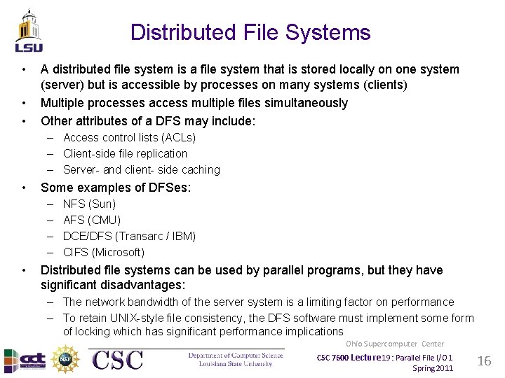 Distributed File Systems • • • A distributed file system is a file system Distributed File Systems • • • A distributed file system is a file system