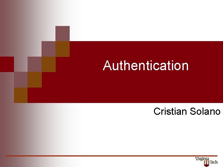 Authentication Cristian Solano 