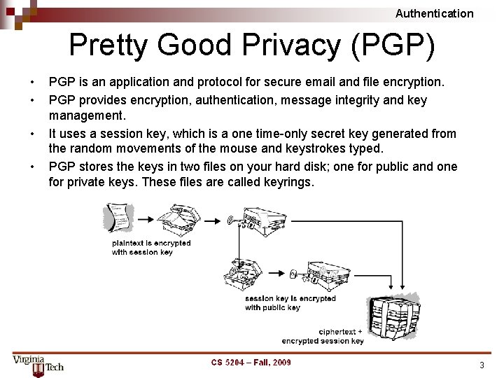 Authentication Pretty Good Privacy (PGP) • • PGP is an application and protocol for