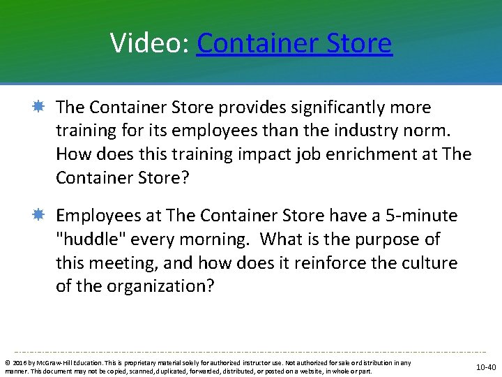 Video: Container Store The Container Store provides significantly more training for its employees than