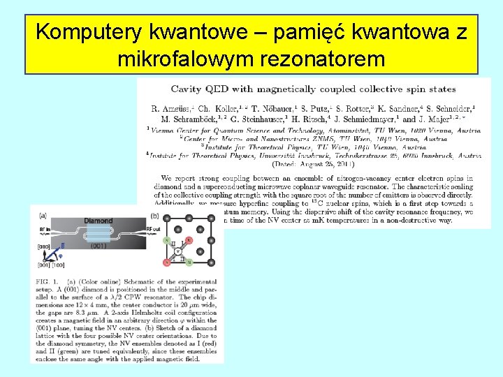 Komputery kwantowe – pamięć kwantowa z mikrofalowym rezonatorem 