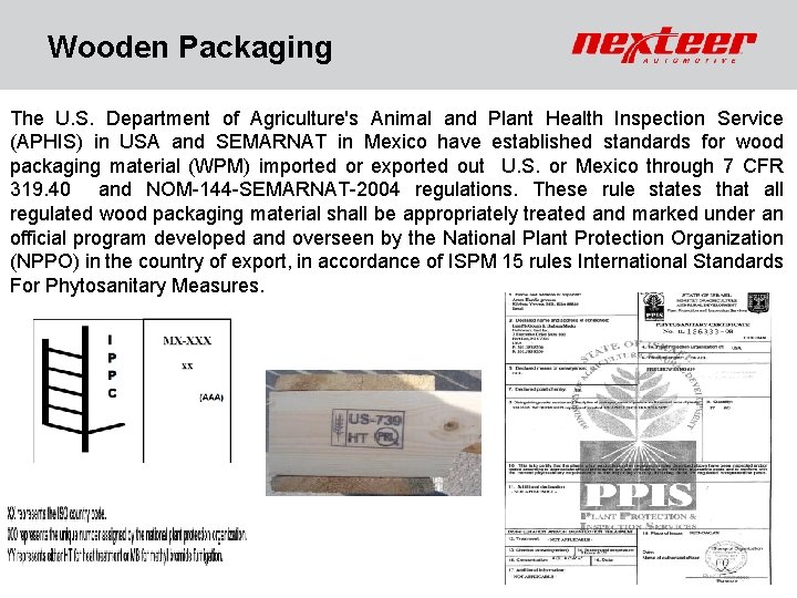 Wooden Packaging The U. S. Department of Agriculture's Animal and Plant Health Inspection Service