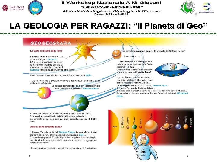 LA GEOLOGIA PER RAGAZZI: “Il Pianeta di Geo” 