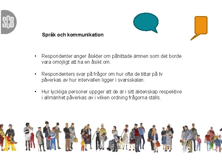 Språk och kommunikation • Respondenter anger åsikter om påhittade ämnen som det borde vara