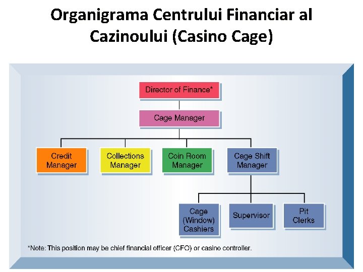Organigrama Centrului Financiar al Cazinoului (Casino Cage) 