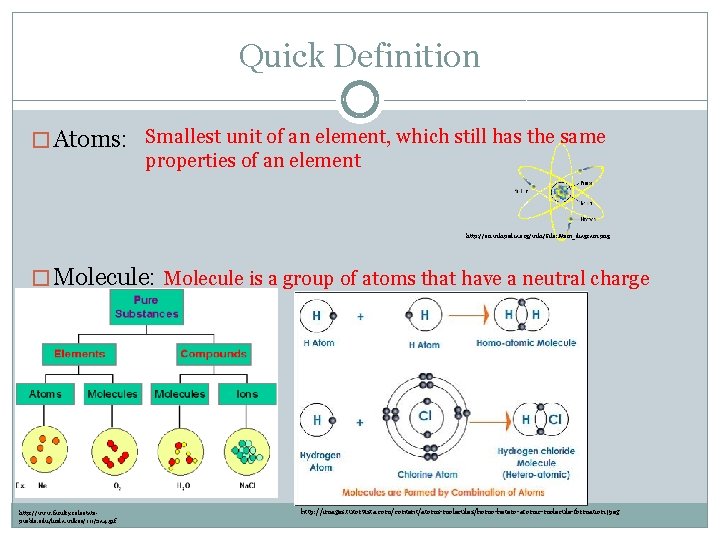 Quick Definition � Atoms: Smallest unit of an element, which still has the same