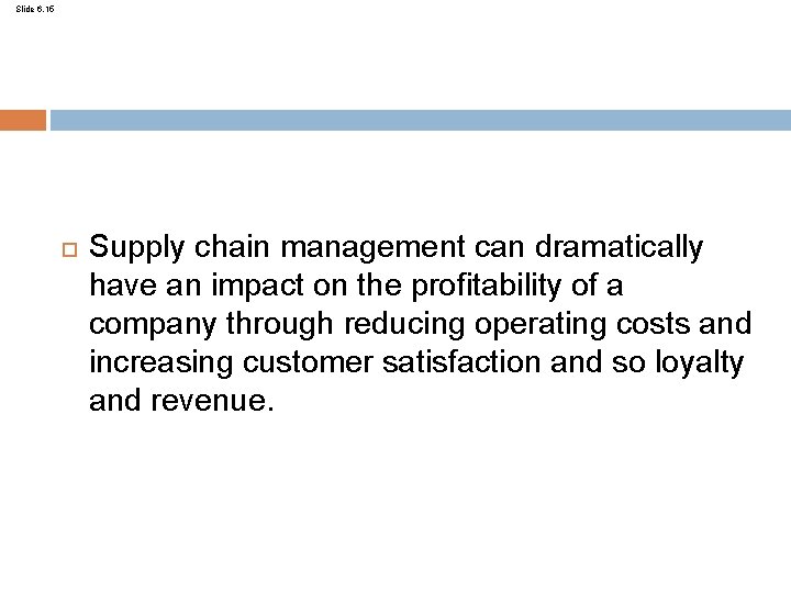 Slide 6. 15 Supply chain management can dramatically have an impact on the profitability