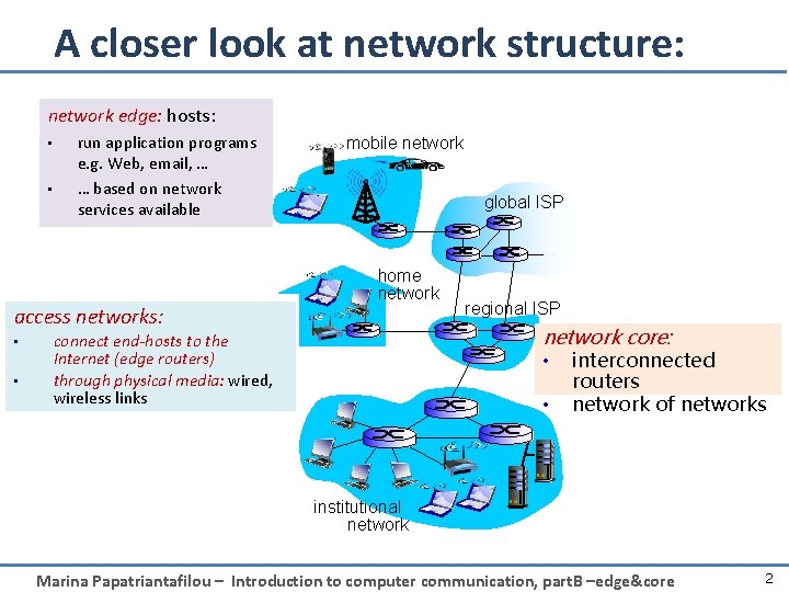 A closer look at network structure: network edge: hosts: • • run application programs