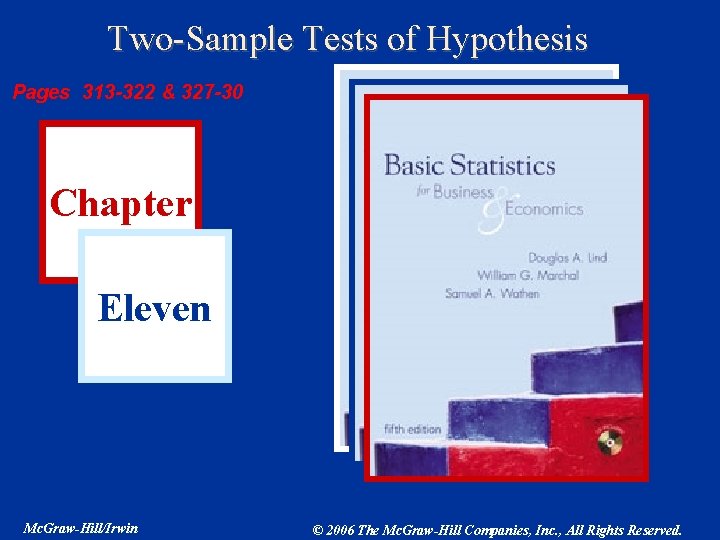 Two-Sample Tests of Hypothesis Pages 313 -322 & 327 -30 Chapter Eleven Mc. Graw-Hill/Irwin