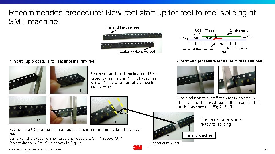 Recommended procedure: New reel start up for reel to reel splicing at SMT machine