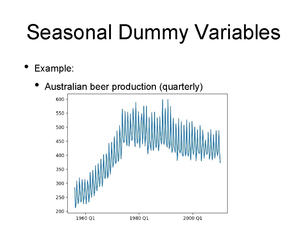 Seasonal Dummy Variables • Example: • Australian beer production (quarterly) 