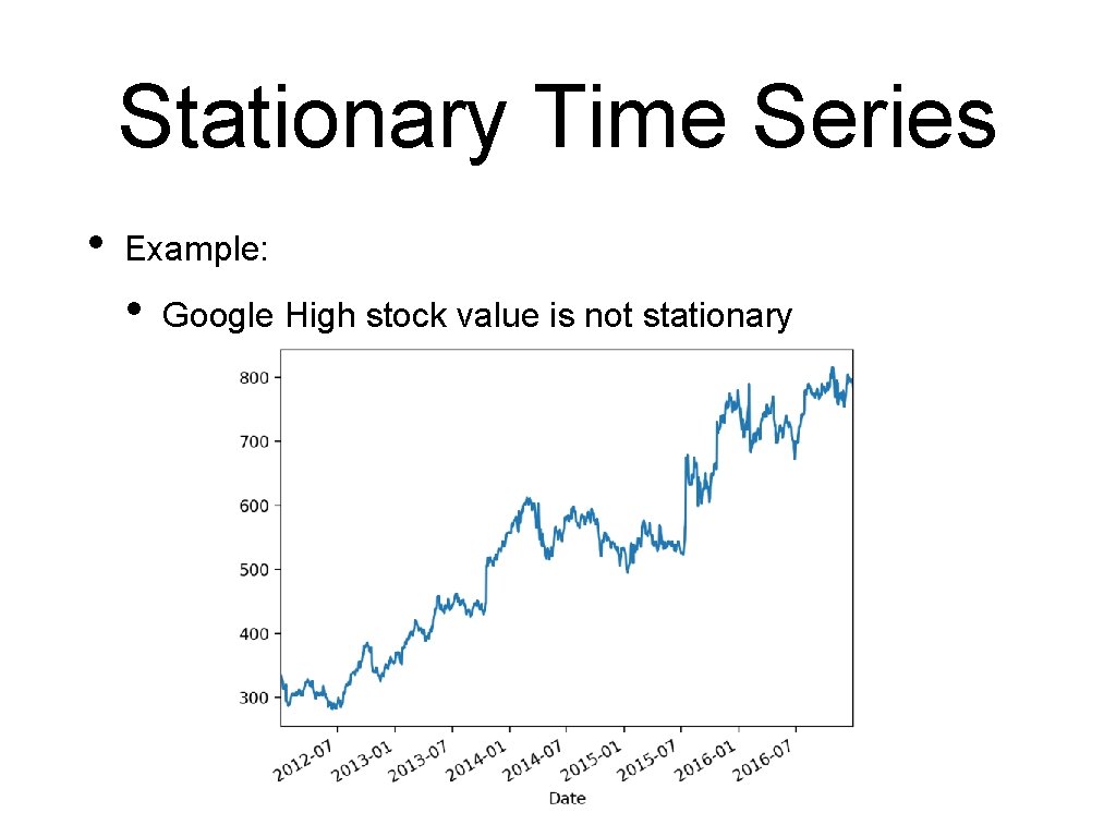 Stationary Time Series • Example: • Google High stock value is not stationary 