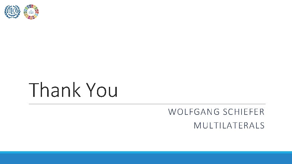 Thank You WOLFGANG SCHIEFER MULTILATERALS 