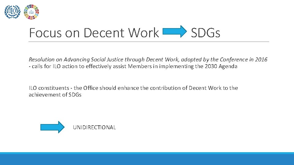 Focus on Decent Work SDGs Resolution on Advancing Social Justice through Decent Work, adopted