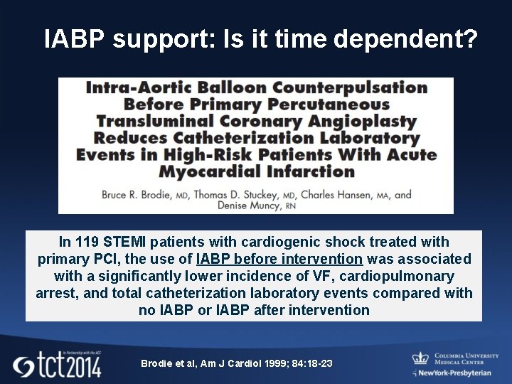 IABP support: Is it time dependent? In 119 STEMI patients with cardiogenic shock treated