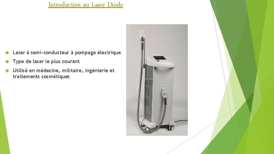 Introduction au Laser Diode Laser à semi-conducteur à pompage électrique Type de laser le Introduction au Laser Diode Laser à semi-conducteur à pompage électrique Type de laser le