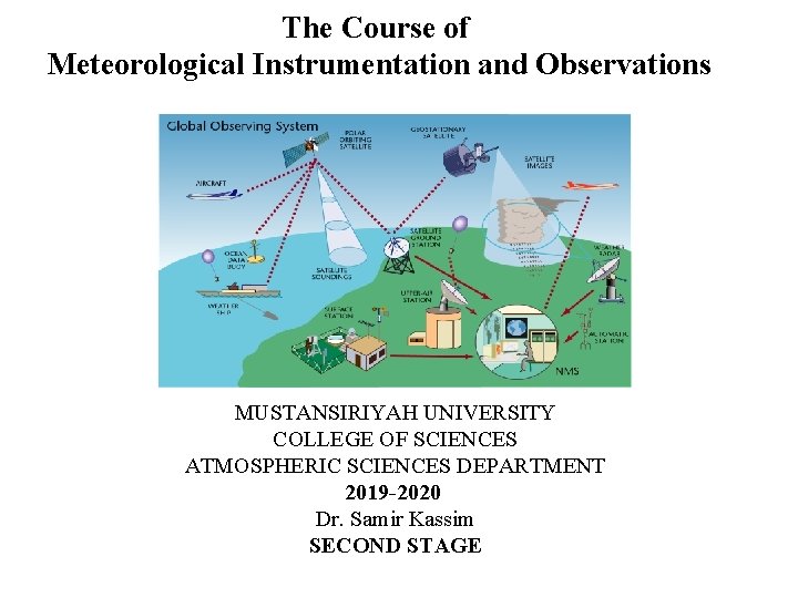 The Course of Meteorological Instrumentation and Observations MUSTANSIRIYAH UNIVERSITY COLLEGE OF SCIENCES ATMOSPHERIC SCIENCES