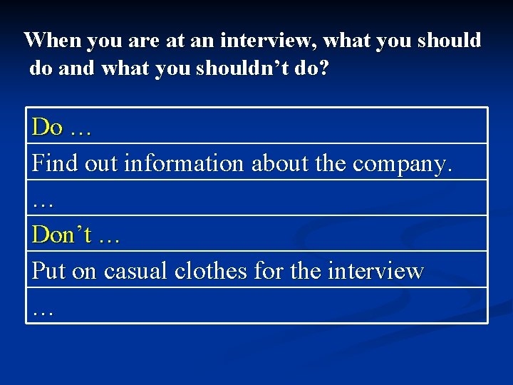 When you are at an interview, what you should do and what you shouldn’t When you are at an interview, what you should do and what you shouldn’t