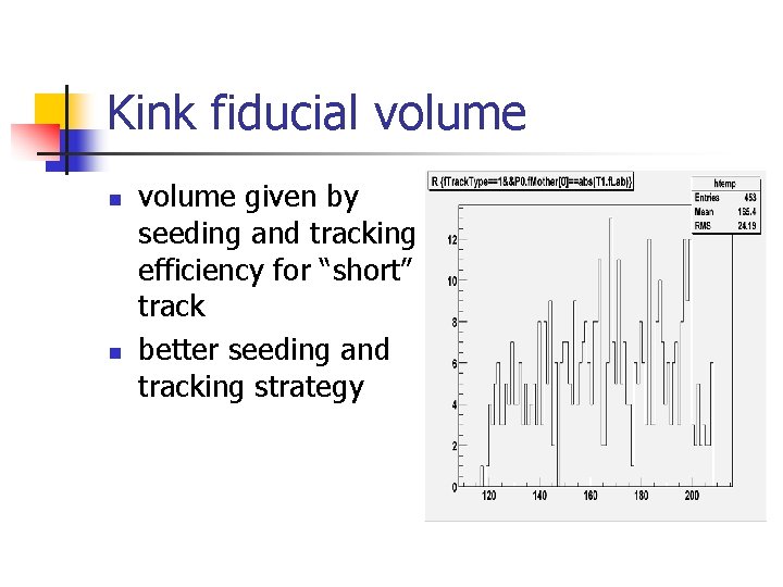 Kink fiducial volume n n volume given by seeding and tracking efficiency for “short”