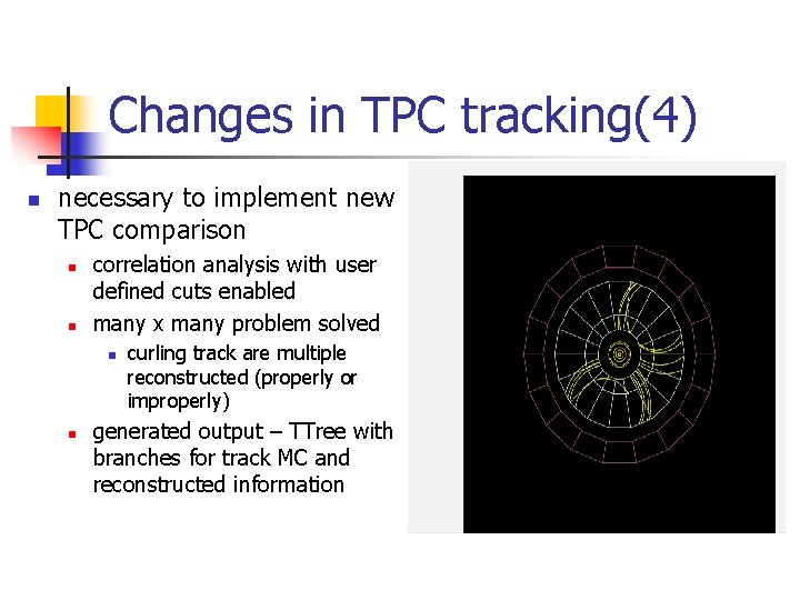 Changes in TPC tracking(4) n necessary to implement new TPC comparison n n correlation