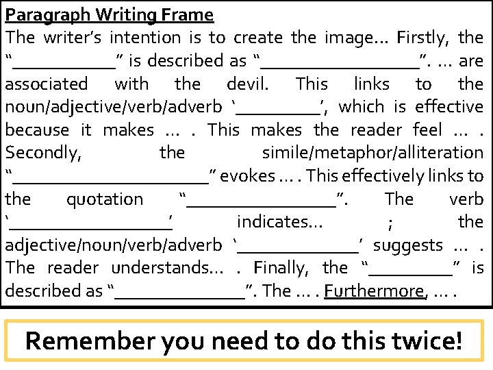 Paragraph Writing Frame Cambridge IGCSE: Paper 2 Extended The writer’s intention is to create