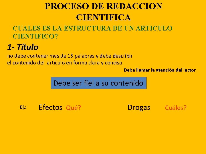 PROCESO DE REDACCION CIENTIFICA CUALES ES LA ESTRUCTURA DE UN ARTICULO CIENTIFICO? 1 -