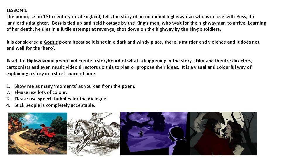 LESSON 1 The poem, set in 18 th century rural England, tells the story LESSON 1 The poem, set in 18 th century rural England, tells the story