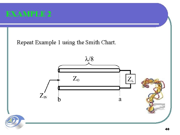 EXAMPLE 2 Repeat Example 1 using the Smith Chart. 40 