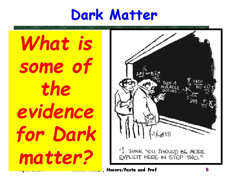 Dark Matter What is some of the evidence for Dark matter? April 2018 David