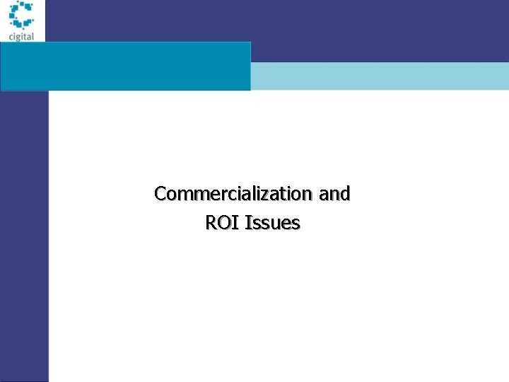 Commercialization and ROI Issues 
