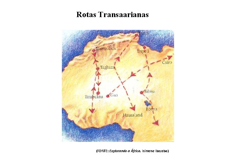 Rotas Transaarianas (FONTE: Explorando a África. Isimene Ibazebo) 