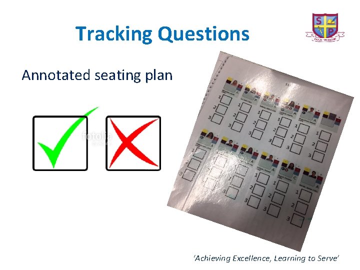 Tracking Questions Annotated seating plan ‘Achieving Excellence, Learning to Serve’ 