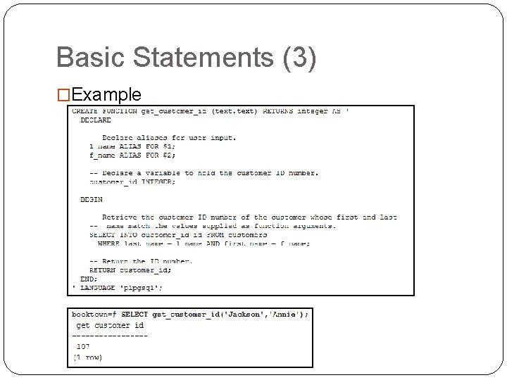 Basic Statements (3) �Example Basic Statements (3) �Example