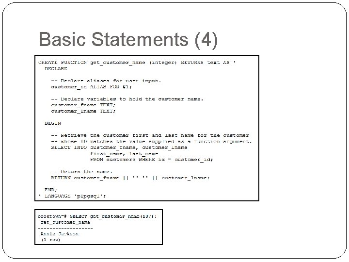 Basic Statements (4) Basic Statements (4)