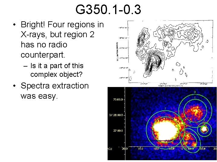 G 350. 1 -0. 3 • Bright! Four regions in X-rays, but region 2