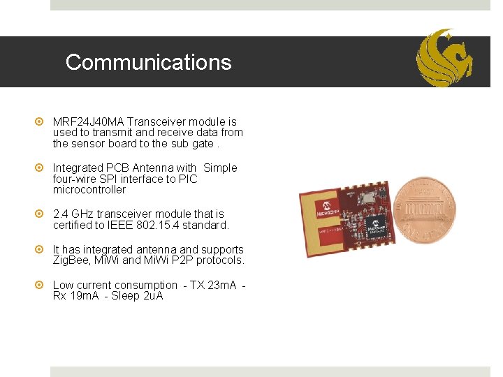 Communications MRF 24 J 40 MA Transceiver module is used to transmit and receive