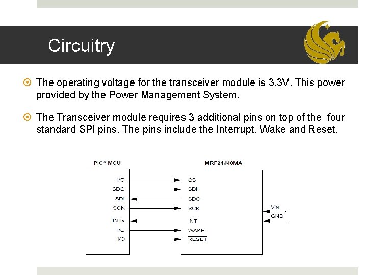 Circuitry The operating voltage for the transceiver module is 3. 3 V. This power