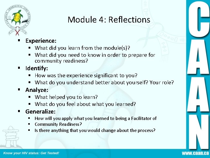 Module 4: Reflections § Experience: § What did you learn from the module(s)? §