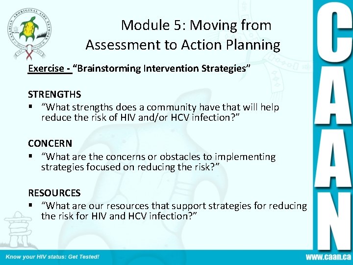  Module 5: Moving from Assessment to Action Planning Exercise - “Brainstorming Intervention Strategies”