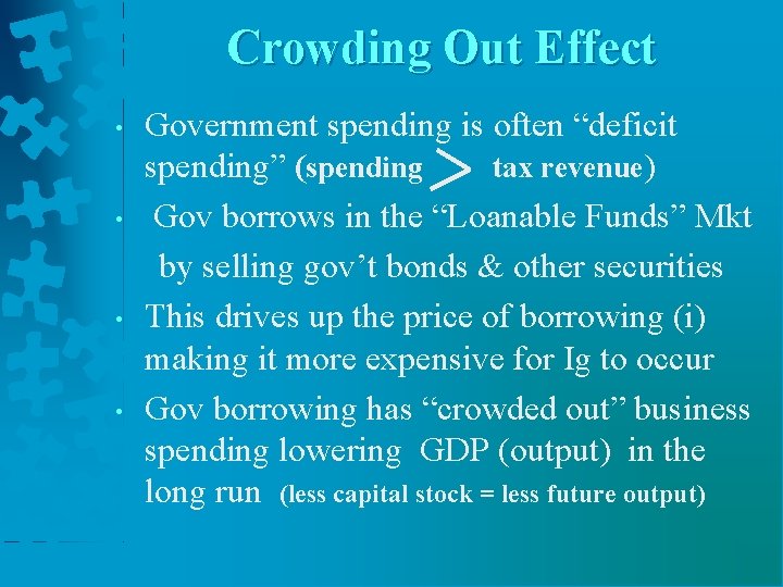 Crowding Out Effect • • Government spending is often “deficit spending” (spending tax revenue) Crowding Out Effect • • Government spending is often “deficit spending” (spending tax revenue)