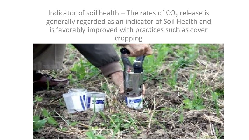 Indicator of soil health – The rates of CO 2 release is generally regarded