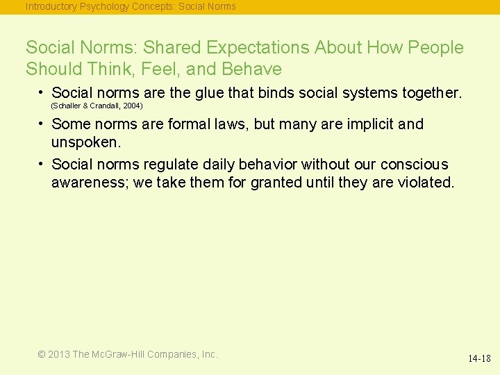 Introductory Psychology Concepts: Social Norms: Shared Expectations About How People Should Think, Feel, and