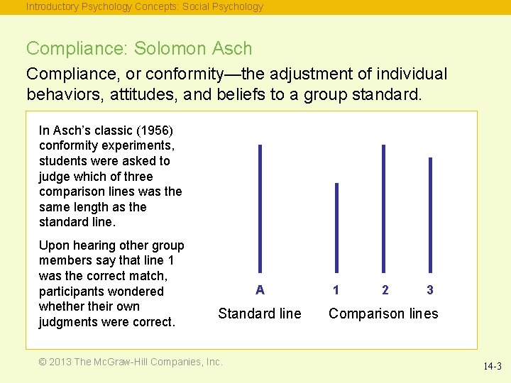 Introductory Psychology Concepts: Social Psychology Compliance: Solomon Asch Compliance, or conformity—the adjustment of individual