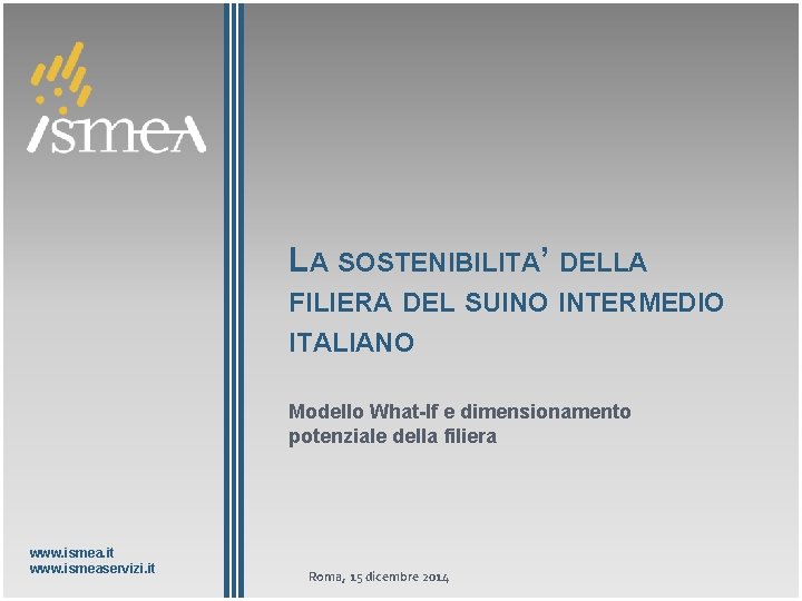 LA SOSTENIBILITA’ DELLA FILIERA DEL SUINO INTERMEDIO ITALIANO Modello What-If e dimensionamento potenziale della