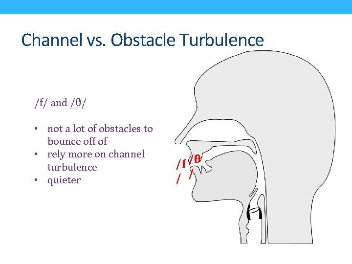 Channel vs. Obstacle Turbulence /f/ and /θ/ • not a lot of obstacles to