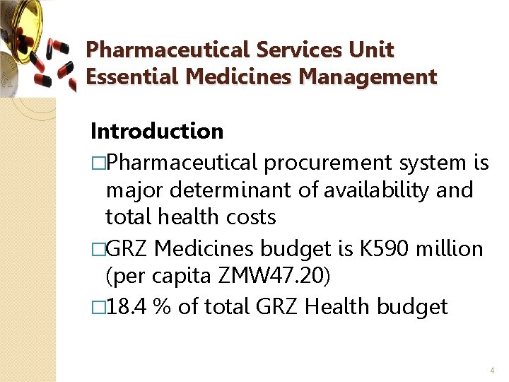 Pharmaceutical Services Unit Essential Medicines Management Introduction �Pharmaceutical procurement system is major determinant of