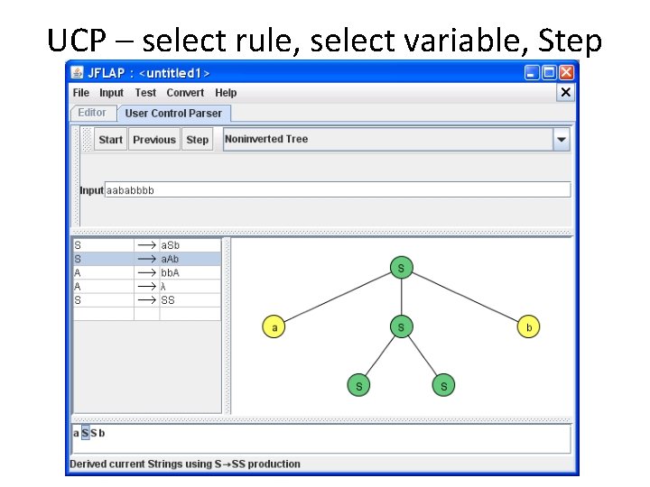 UCP – select rule, select variable, Step 