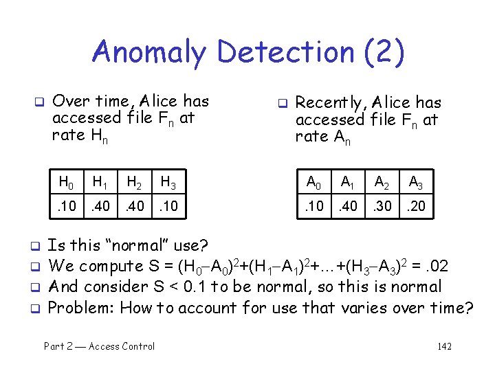 Anomaly Detection (2) q q q Over time, Alice has accessed file Fn at