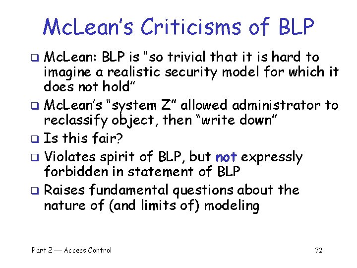 Mc. Lean’s Criticisms of BLP Mc. Lean: BLP is “so trivial that it is