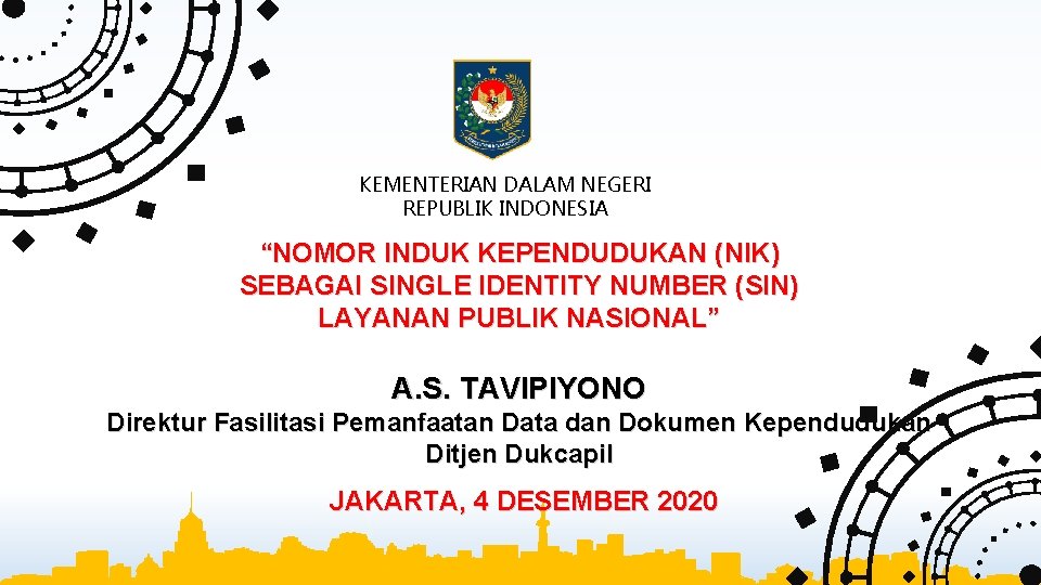 KEMENTERIAN DALAM NEGERI REPUBLIK INDONESIA “NOMOR INDUK KEPENDUDUKAN (NIK) SEBAGAI SINGLE IDENTITY NUMBER (SIN)